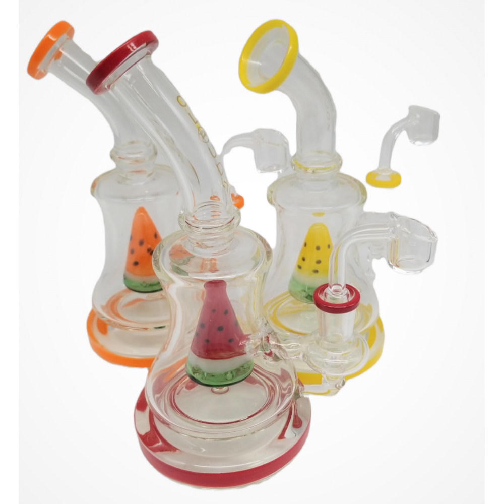 8'' USA Color Watermelon Design Dome Water Pipe With 14 MM Male Banger By Cali Cloudx