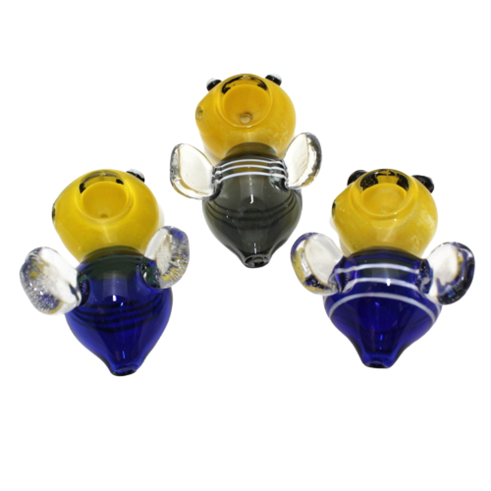 3.5'' Yellow Head Wings Flies Design Heavy Duty Glass Hand Pipe