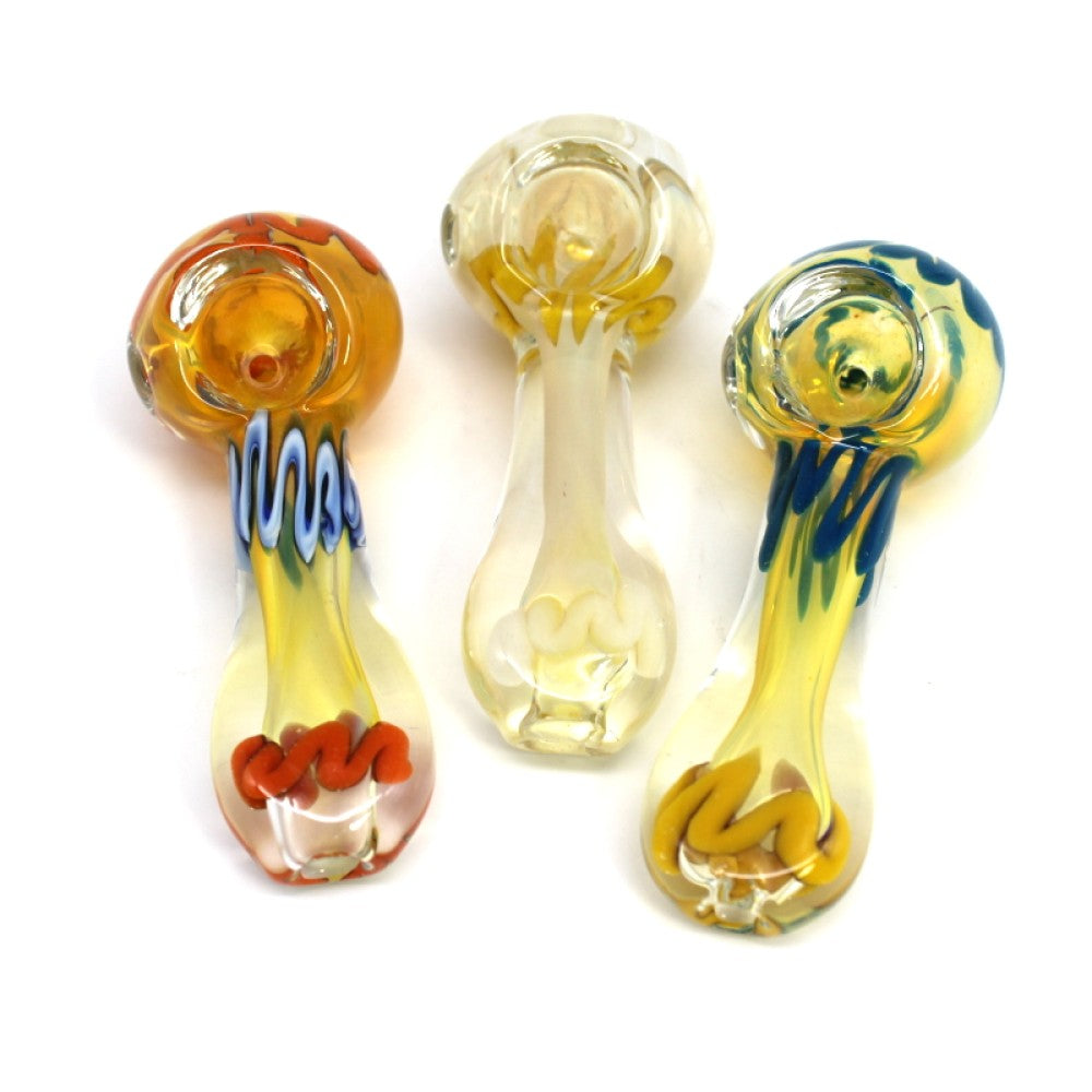 3" Gold Fumed Inner Swirl glass hand pipe