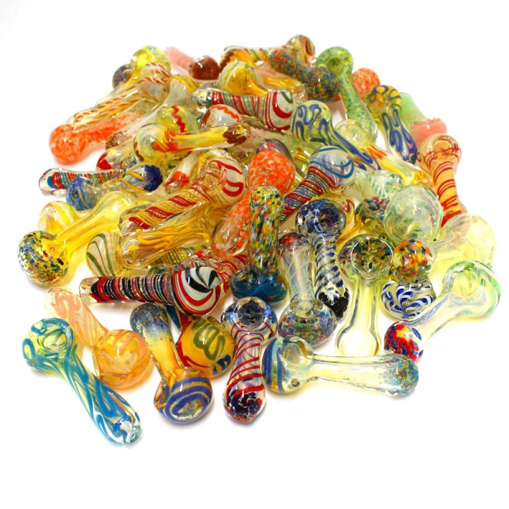 3'' Mixed Color Glass Hand Pipe 55 Pcs per Bundle