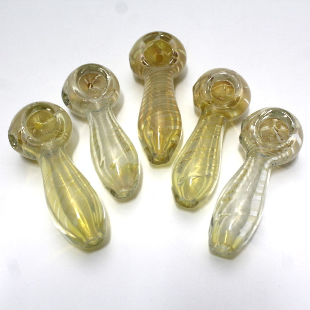 3'' Silver Fumed Swirl Color Thick Glass Hand Pipe