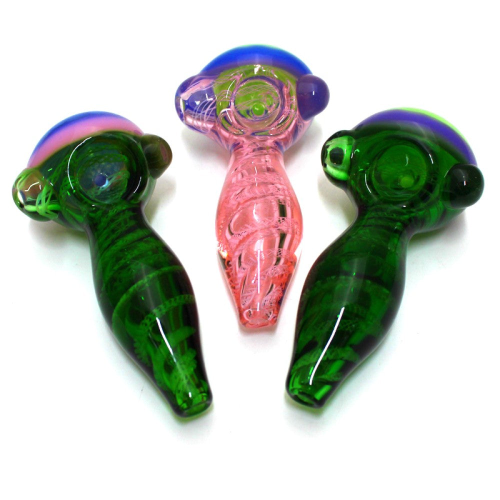 4.5" Fancy Color inner Swirl Design Heavy Duty Glass Hand Pipe