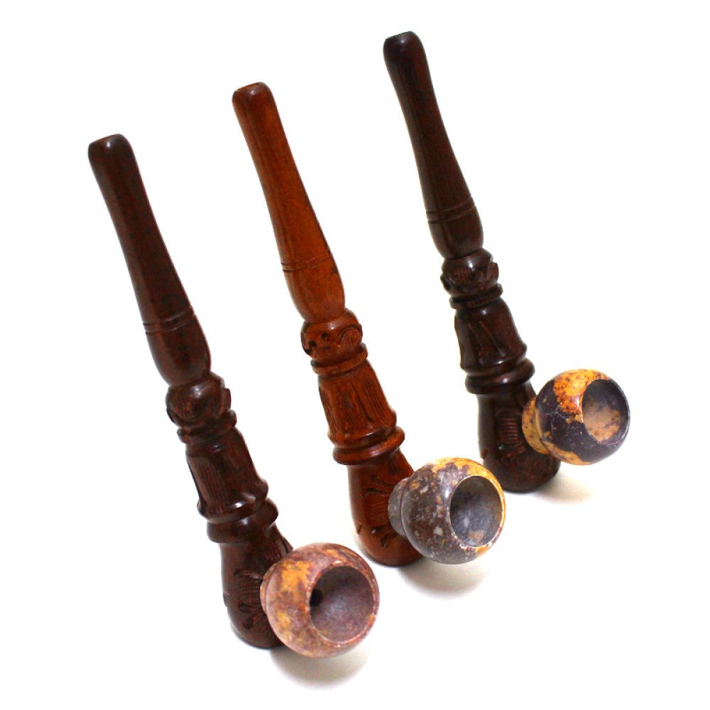 4.5'' 2 Part Standing Wooden Tobacco Hand Pipe