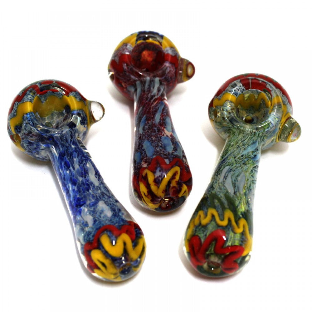 4.5'' Blue /Purple Rasta Art Design Heavy Duty Glass Hand Pipe