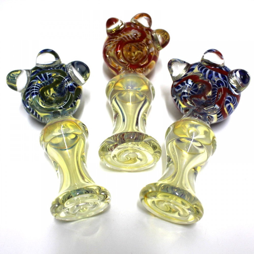 4.5'' Cubed Design Silver Fumed Heavy Duty Glass Hand Pipe