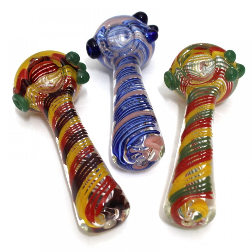 4.5'' Inner Swirl Color 3 Dot Heavy Duty Glass Hand Pipe