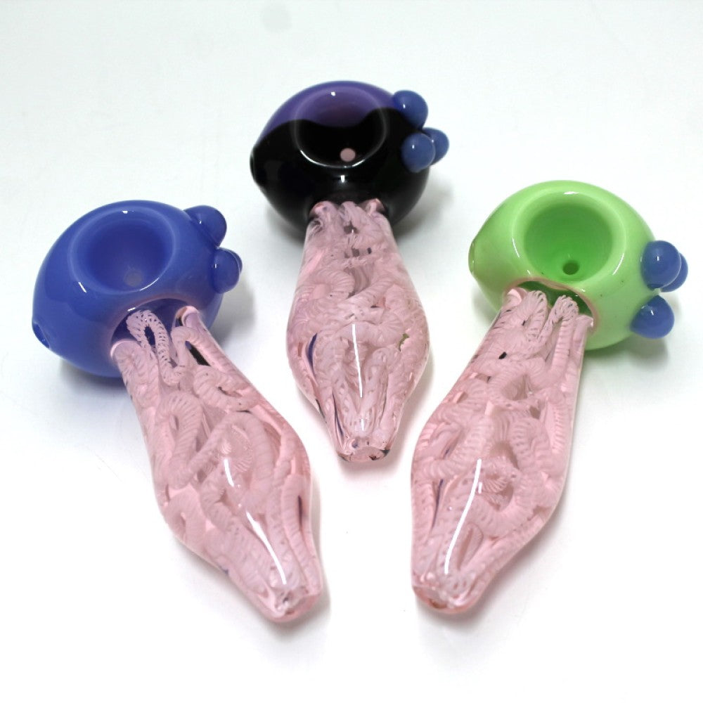 4.5'' USA Color Head Pink Swirl Heavy Duty Glass Hand Pipe