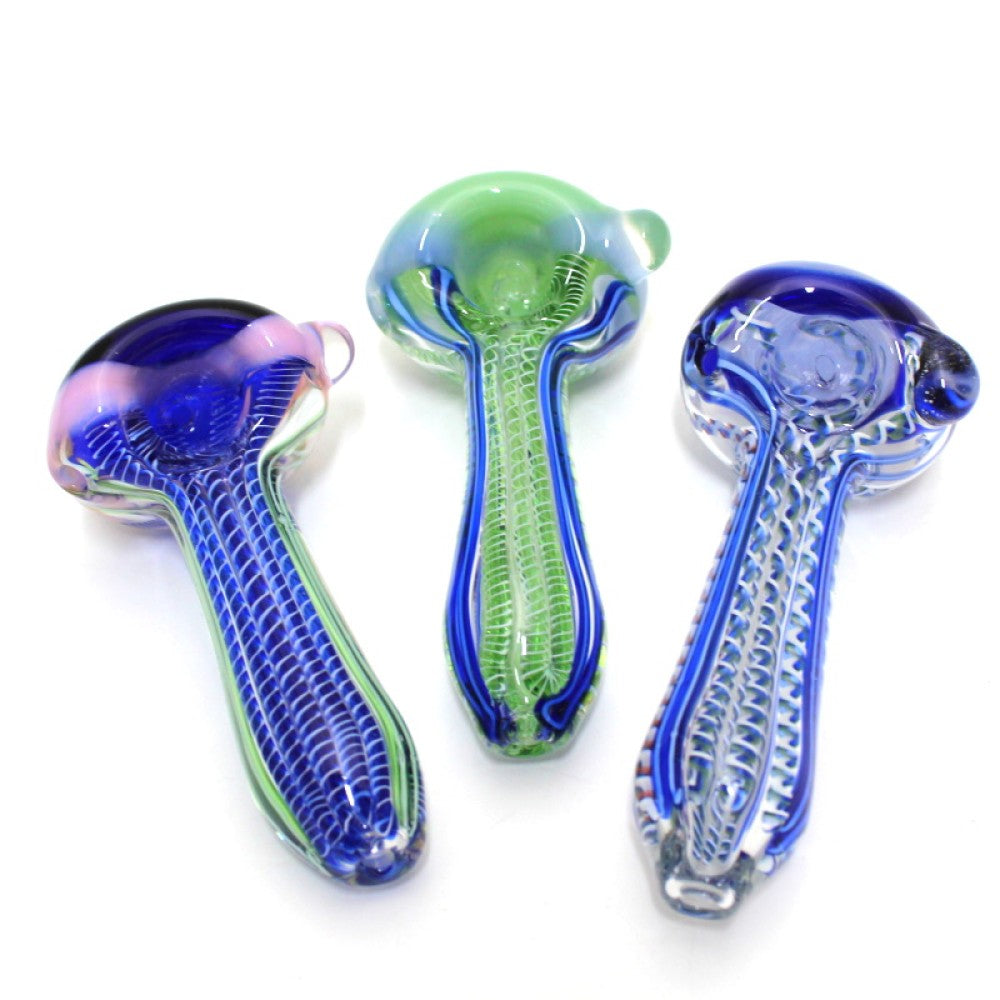 4." Blue Bubble Art Tube Color Head Glass Head