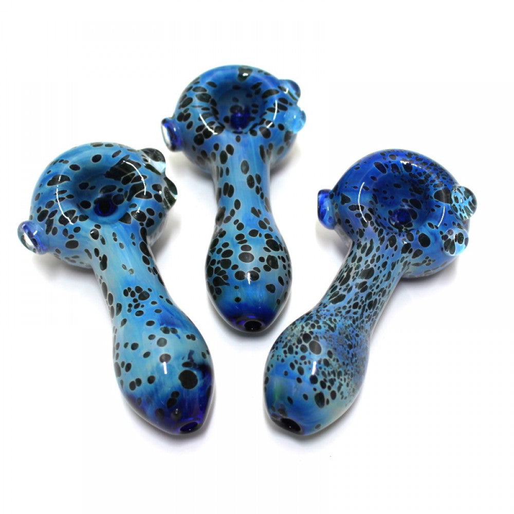 4'' Blue Art Color Heavy Duty Glass Hand Pipe