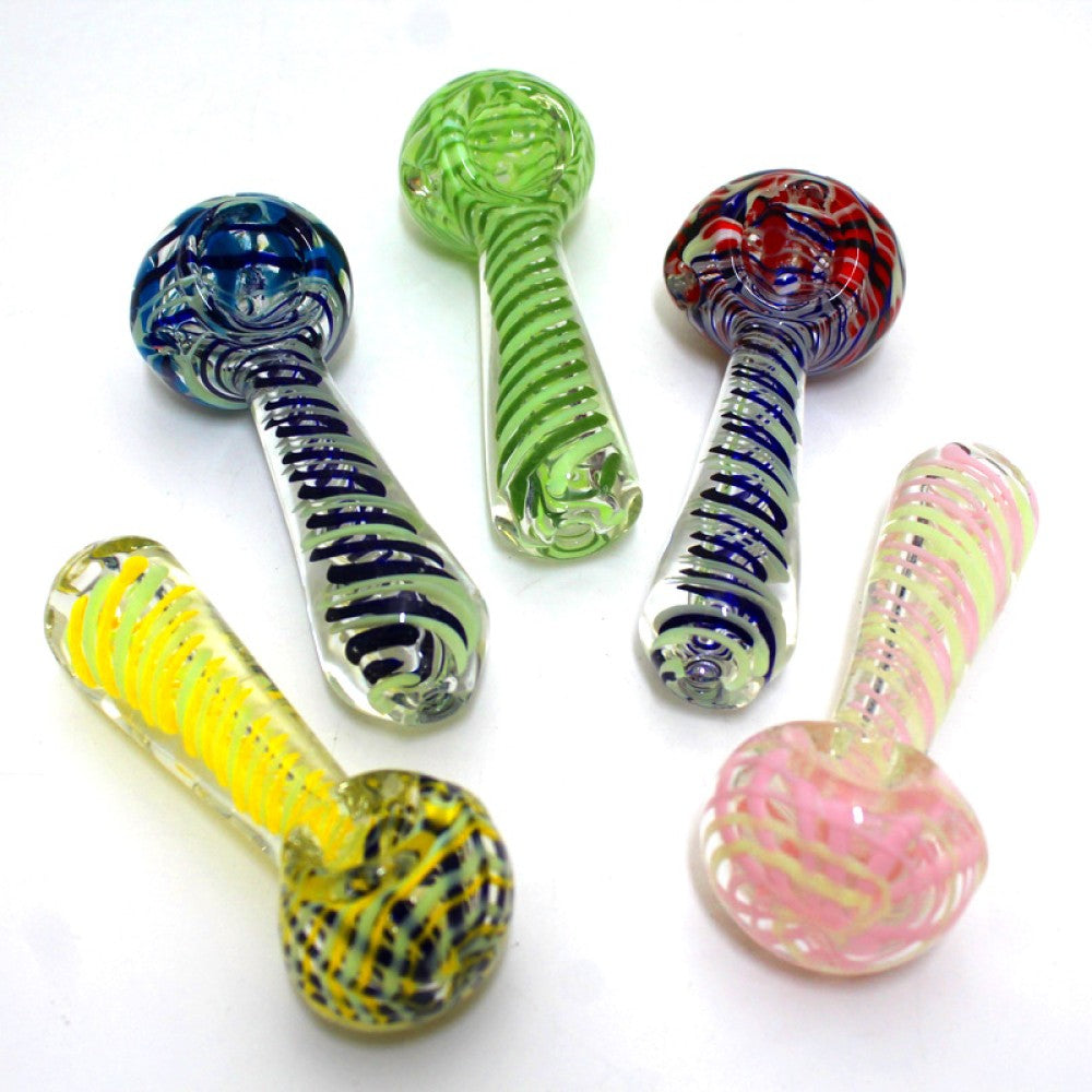 4'' Bright Color Swirl Design Heavy Duty Glass Hand Pipe