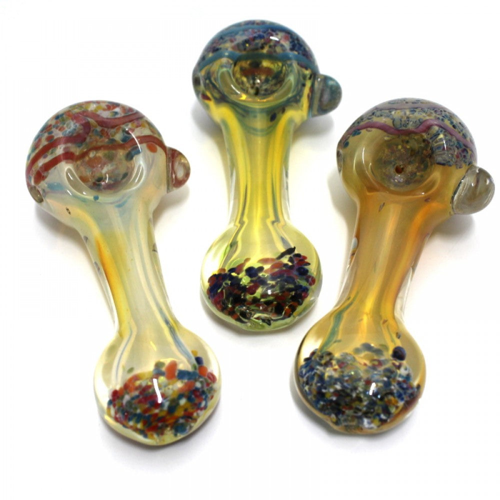 4'' Confetti Color Head Heavy Duty Glass Hand Pipe