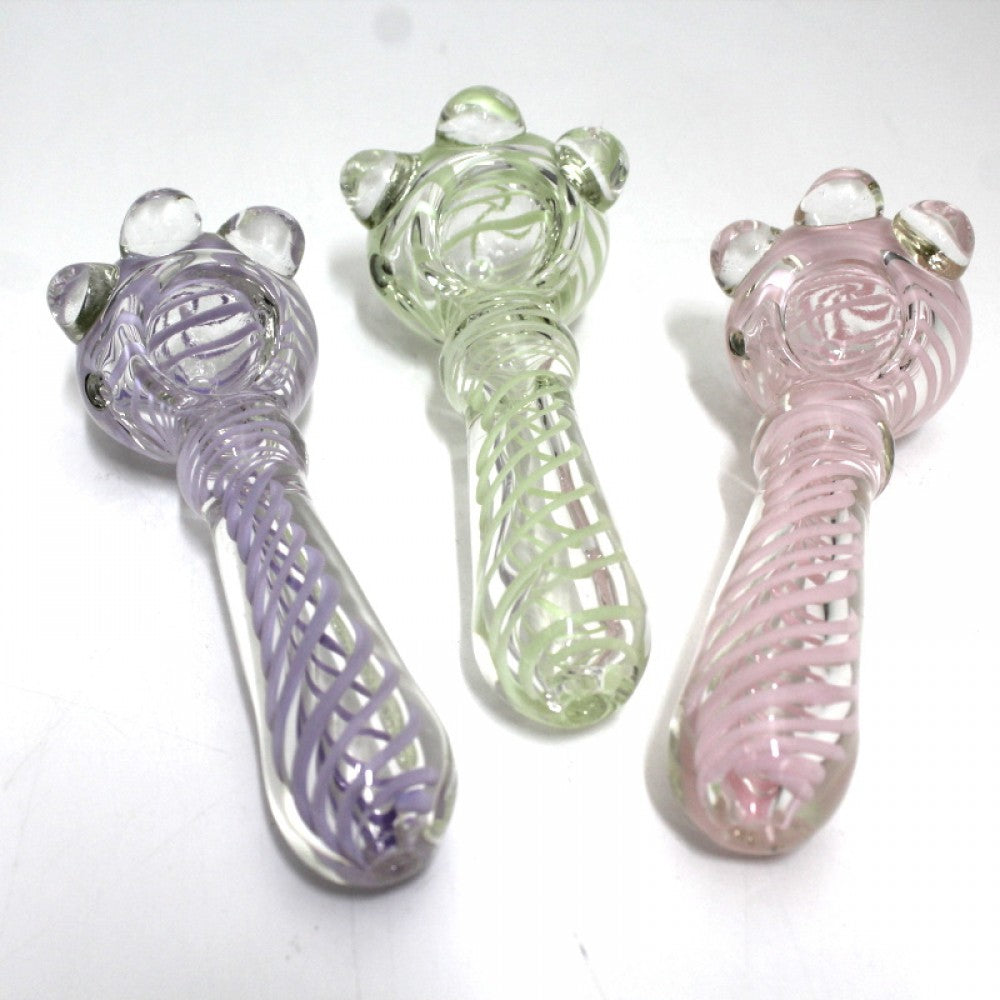 4'' Cubed Design Swirl Color Heavy Duty Glass Hand Pipe