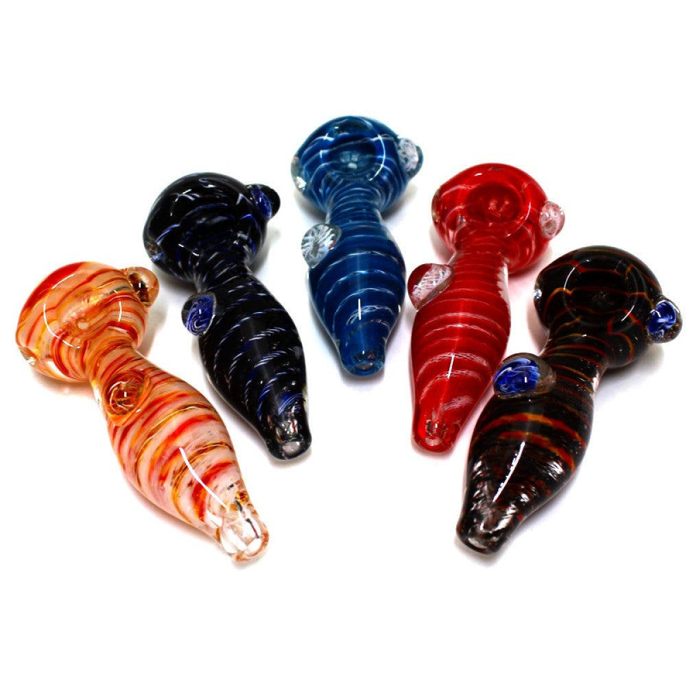 4'' Double Cubed Design Swirl Color Glass Hand Pipe