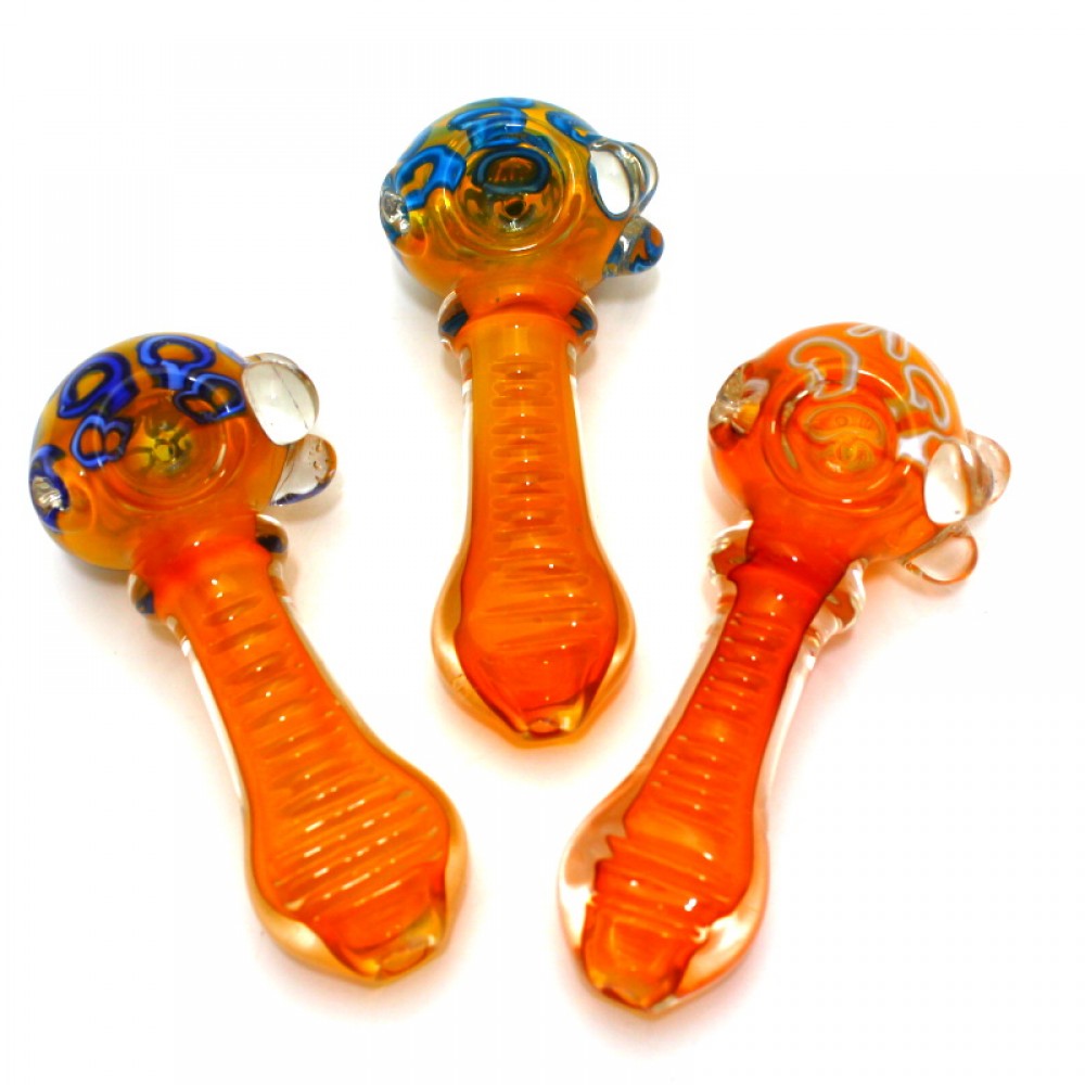 4'' Gold Fumed Art Design Heavy Duty Glass Hand Pipe