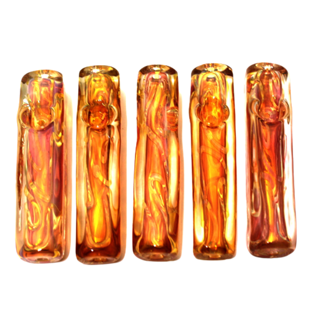 4'' Gold Fumed Flat Design Heavy Duty Glass Hand Pipe