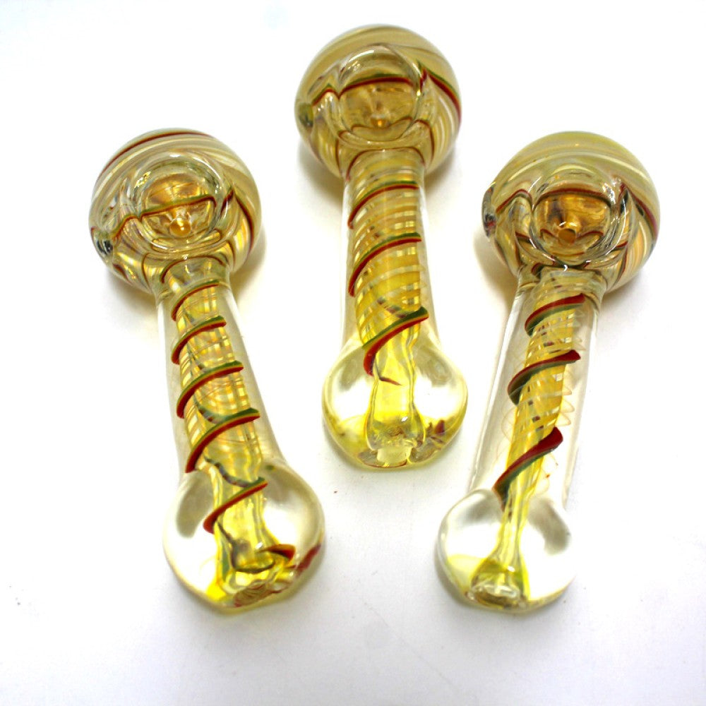 4'' Inner Swirl Rasta Color Heavy Duty Thick Glass Hand Pipe