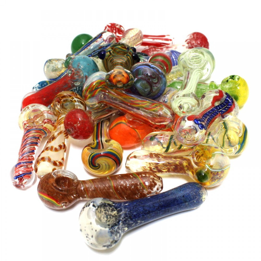 4'' Mixed And Match Mix Color Heavy Duty Glass Hand Pipe 25 Pcs Per Bundle