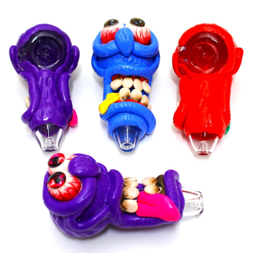 4'' Monster Design Art Heavy Duty Glass Hand Pipe