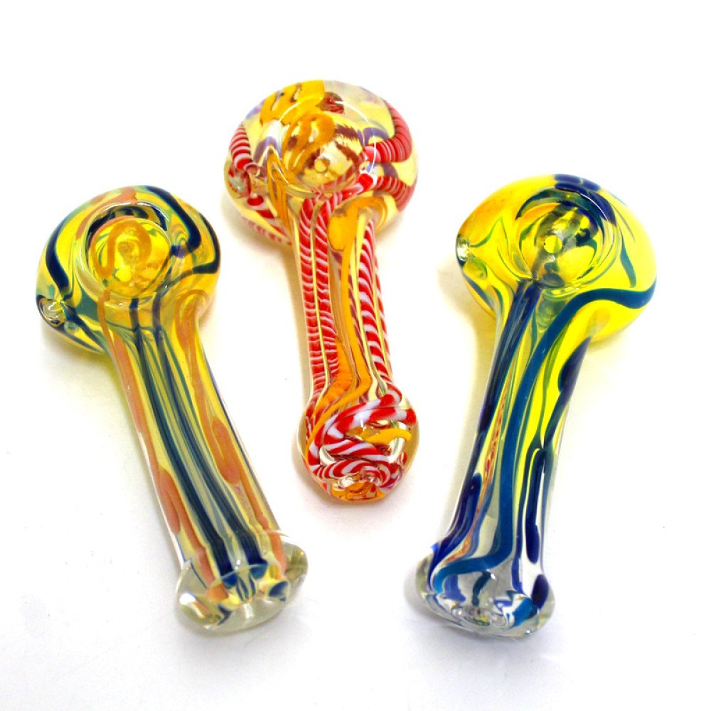 4'' Swirl Multi Color Thick Heavy Duty Glass Hand Pipe