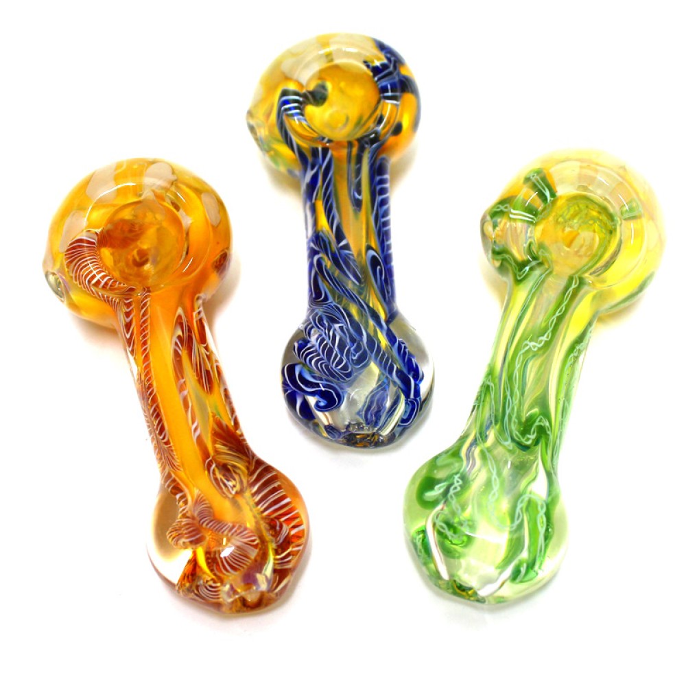 4'' Thick Swirl Color Heavy Duty Glass Hand Pipe