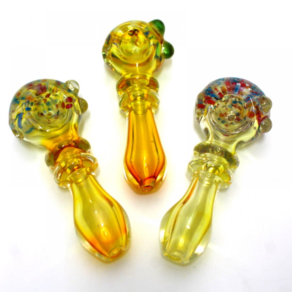 4'' Transparent Confetti Head Heavy Duty Glass Hand Pipe