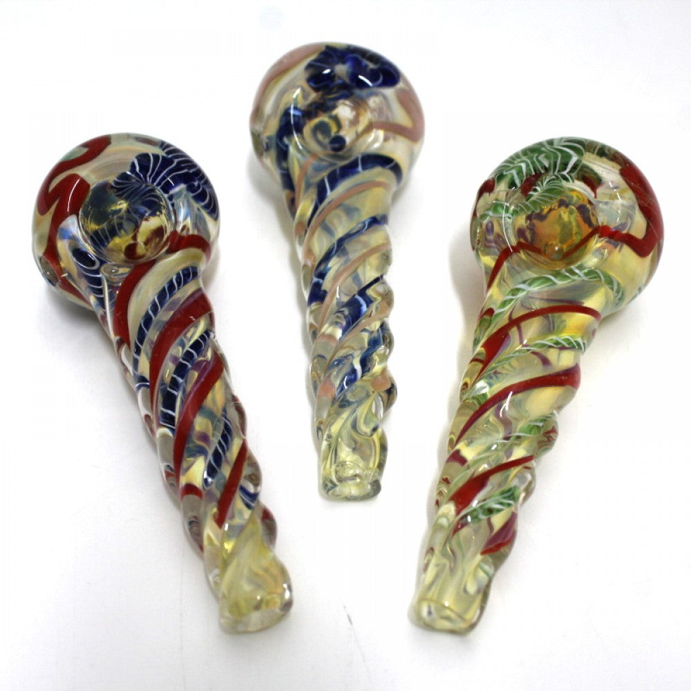 4'' Twisted Design Heavy Duty Glass Hand Pipe