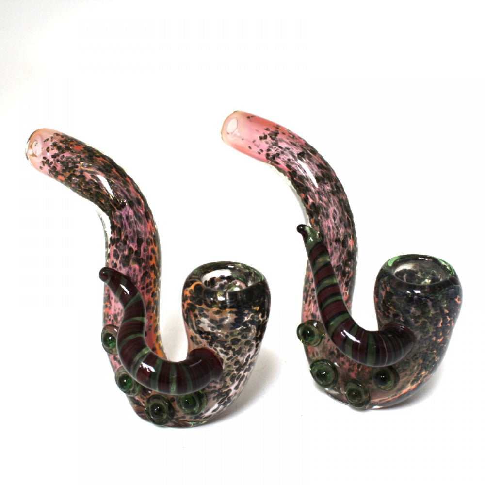 4'' Upright Purple Bubble Color Glass Sherlock Pipe