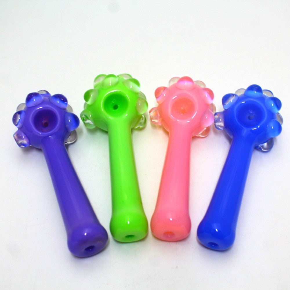 5.5" Head Cubed Solid Color Heavy Duty Glass Hand Pipe