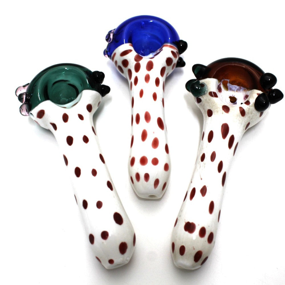 5'' Color Head Dotted Heavy Duty Glass Hand Pipe