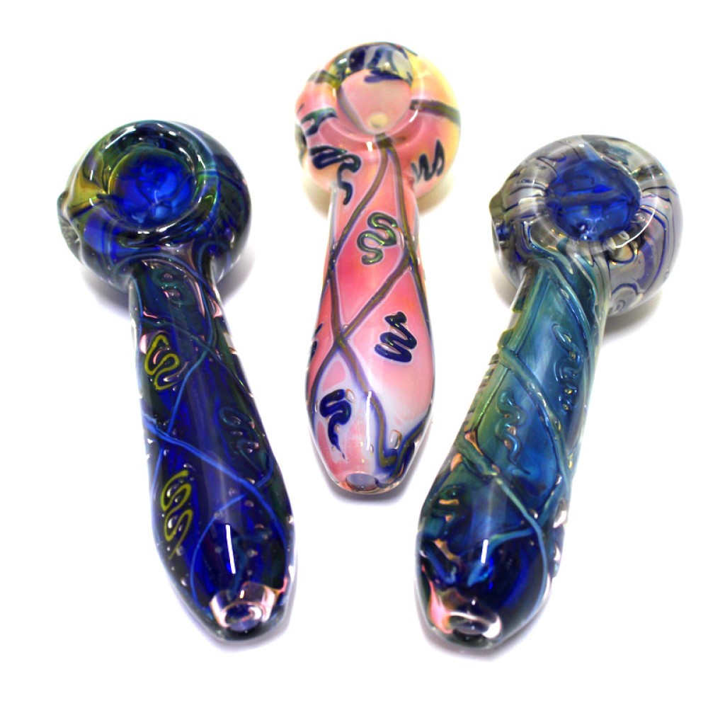 5'' Full Bubble Art Heavy Duty Thick Glass Hand Pipe