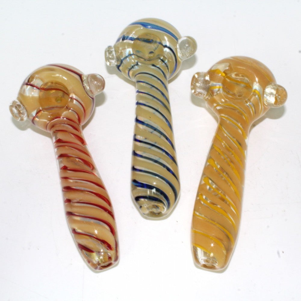 5'' Gold Fumed Swirl Color Heavy Duty Glass Hand Pipe