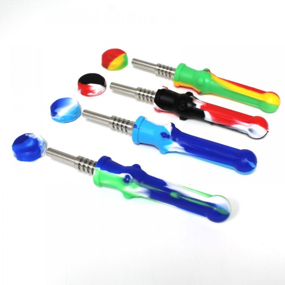 5'' Silicone Multi Color Straw Kit With Titanium Nail 14 MM