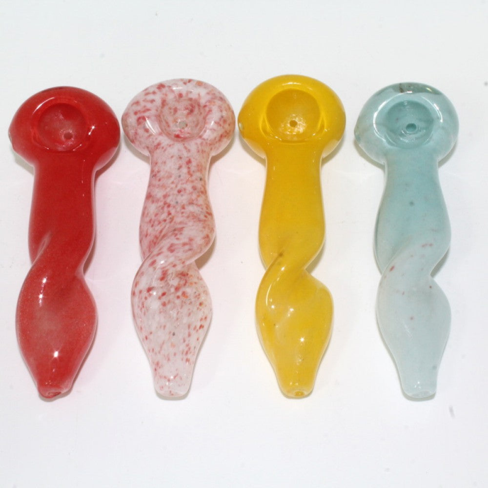 5'' Twist Design Solid Color Heavy Duty Glass Hand Pipe