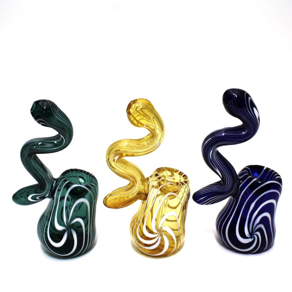 5'' Swirl Color Sherlock Style Snake Shape Glass Bubbler