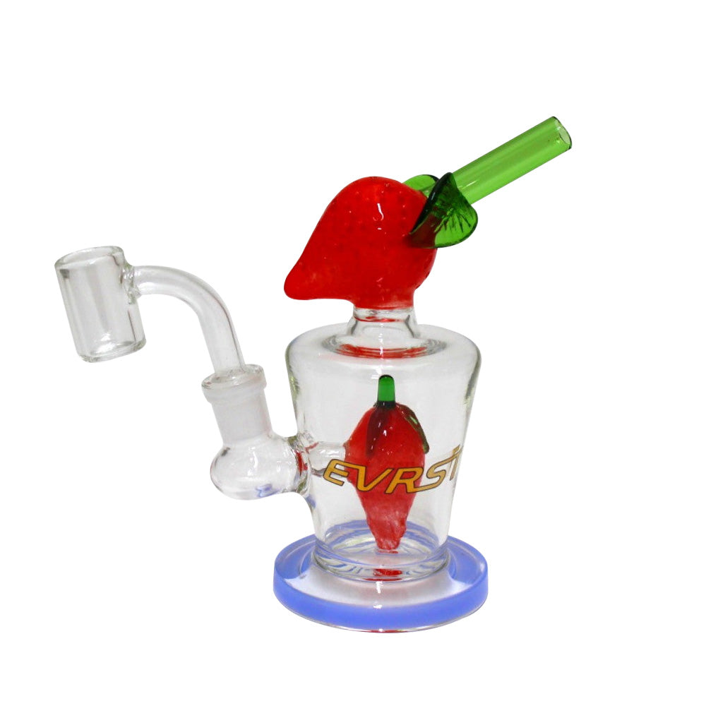 6" Strawberry Dab rig Water Pipe With 14mm Male Banger