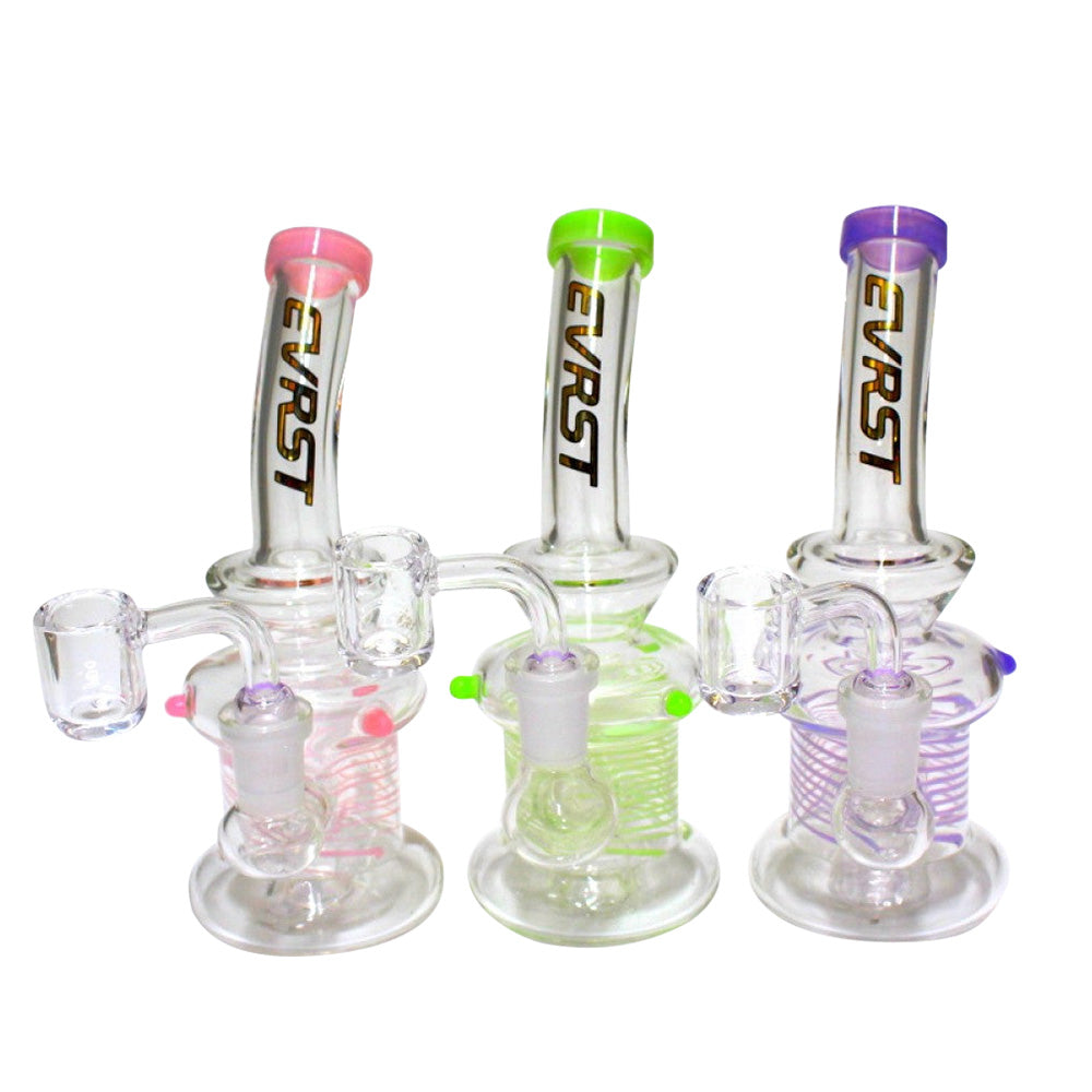 7" Evrst Doted Swirl Color Dab Rig Water Pipe with 14mm Male Banger