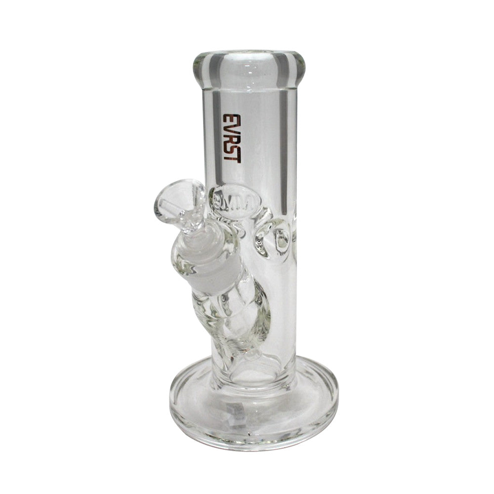 8'' EVRST 9 MM Thick Flat Bottom Straight Shooter Water Pipe With Down Stem & 14 MM Male Bowl Glass On Glass