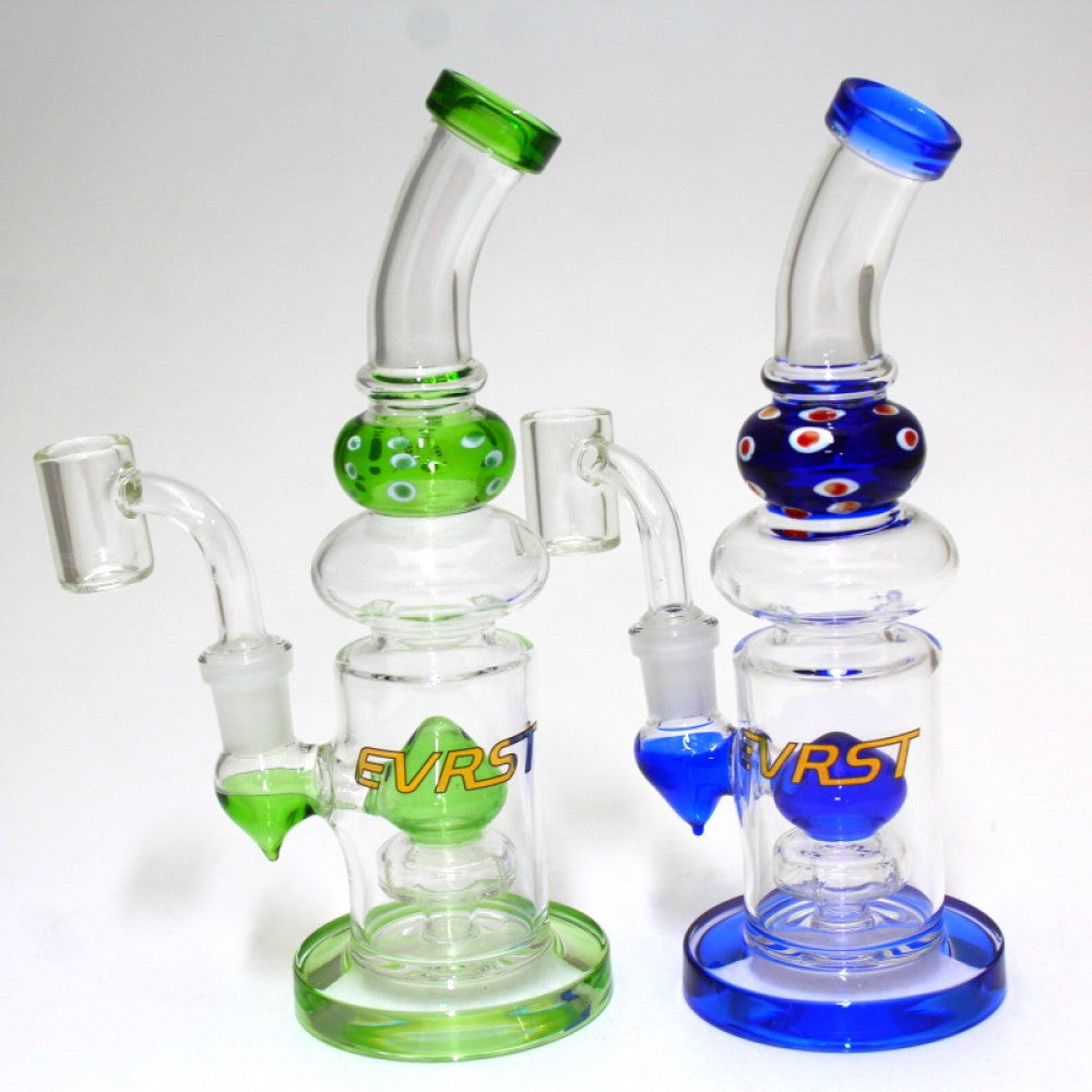 8" Evrst Dot Color Dab Rig Water Pipe With 14mm Male Banger