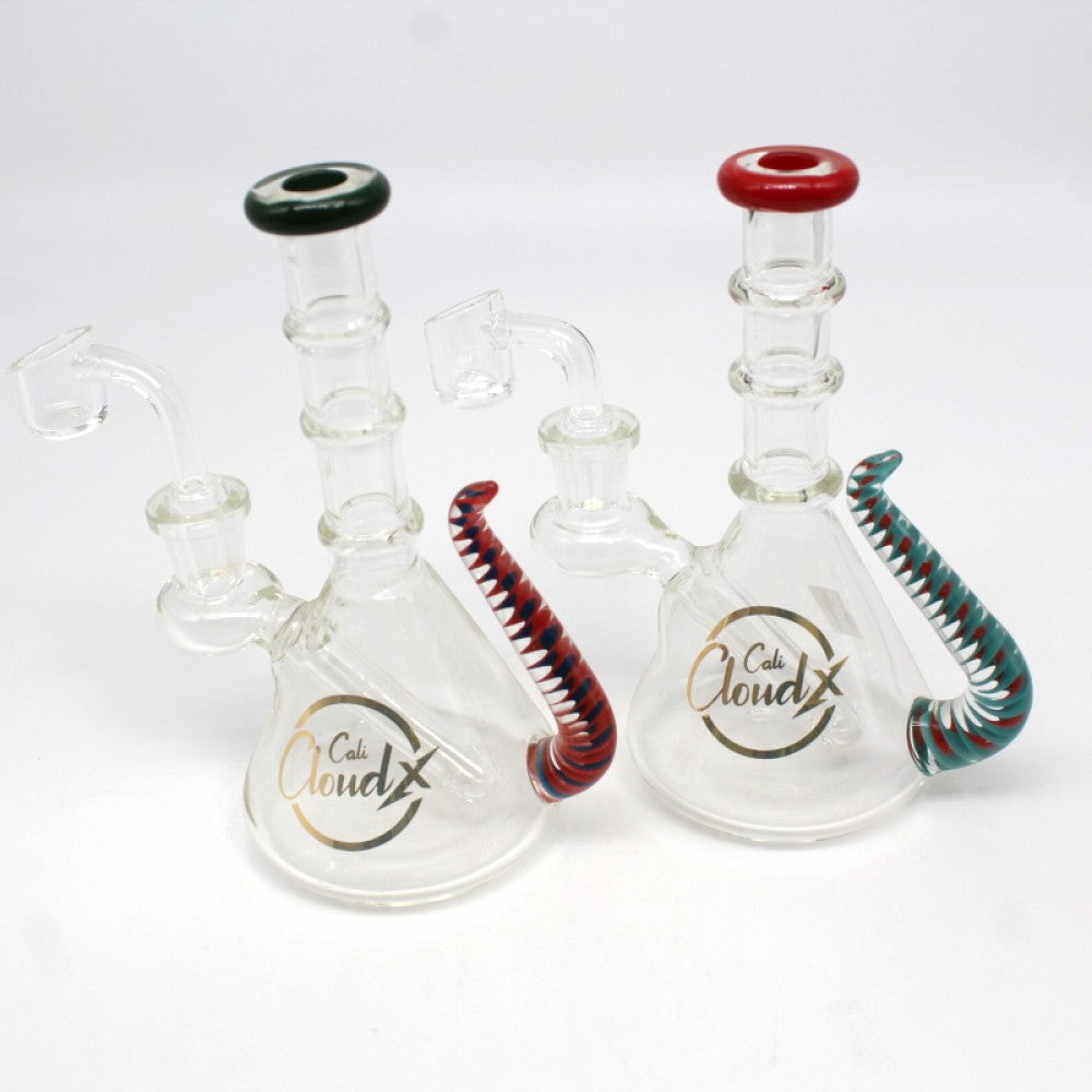 6'' CALI CLOUDX SIDE CART HOLDER DAB RIG WATER PIPE WITH 14 MM MALE BANGER