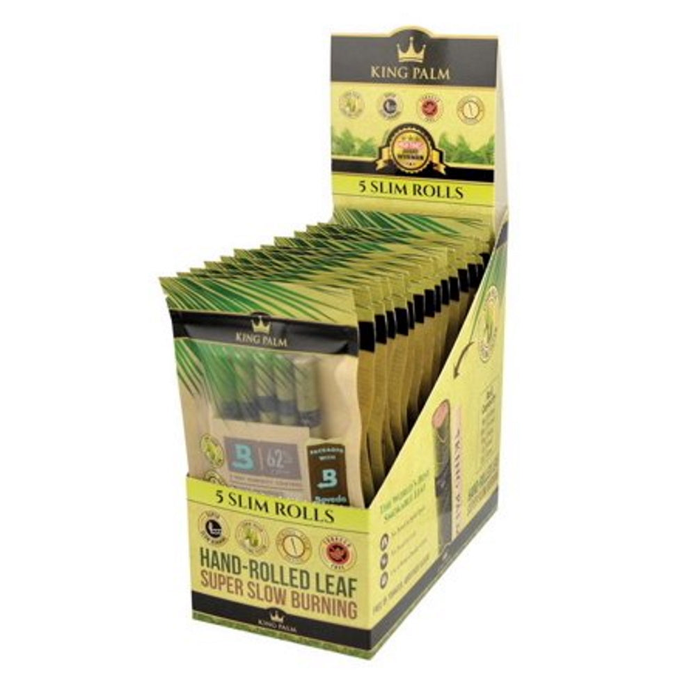 King Palm Slim - 5 Super Slow Burning Rolls 15 Pouches per Display Box