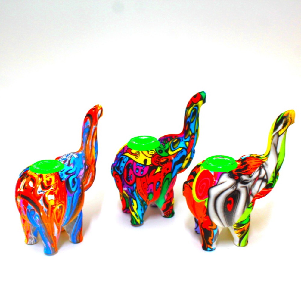 Multi Color Silicone Elephant Bubbler With Glass Bowl