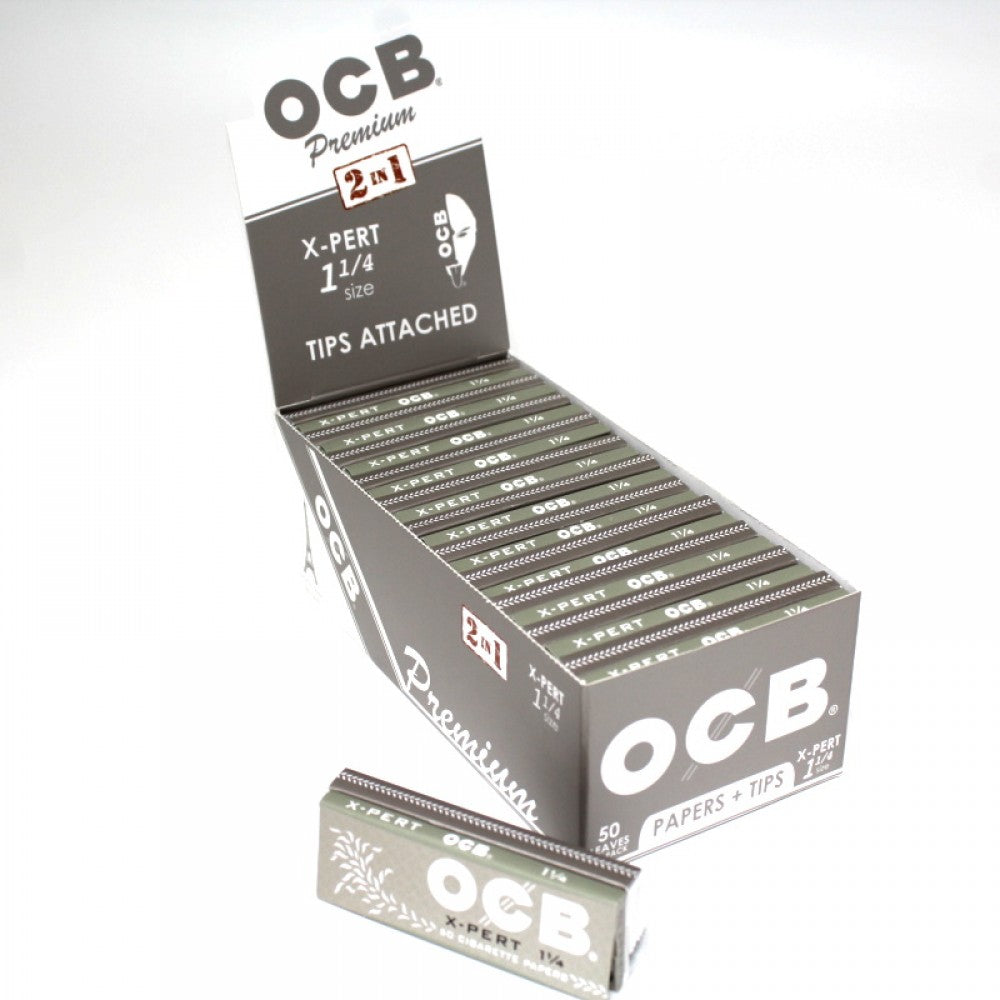 OCB Premium 2in1 X-Pert Tips Attached 1 1/4 Size 50 Leaves Per Pack