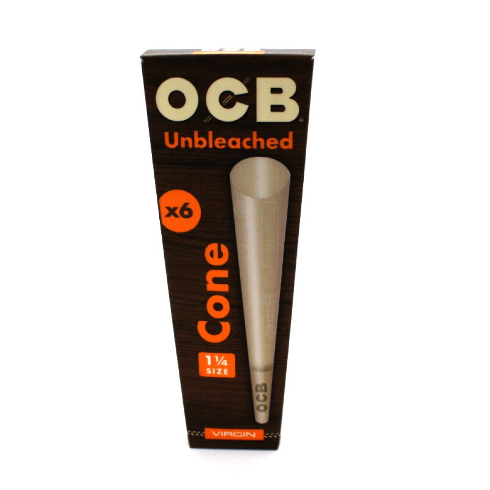 OCB Unbleached Cone 1 1/4 Size 6 Cones Per pack 32 Pack per Box