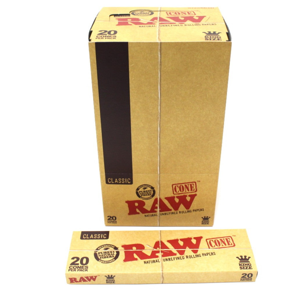 Raw Classic King Size Cones 12 Per Pack / 20 Cones Per Pack