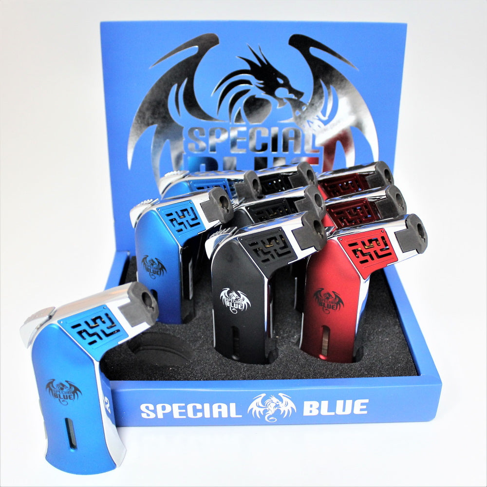 Special Blue Steel Torch Lighter 9 Pieces Per Display