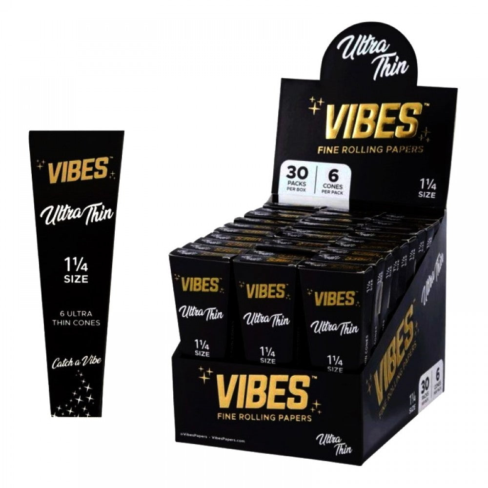 Vibes Cones Ultra Thin 1 1/4 Size 30 Packs Per Box / 6 Cones Per Pack