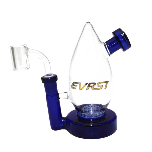 EVRST glass water pipe featuring oval base design and 14mm male joint